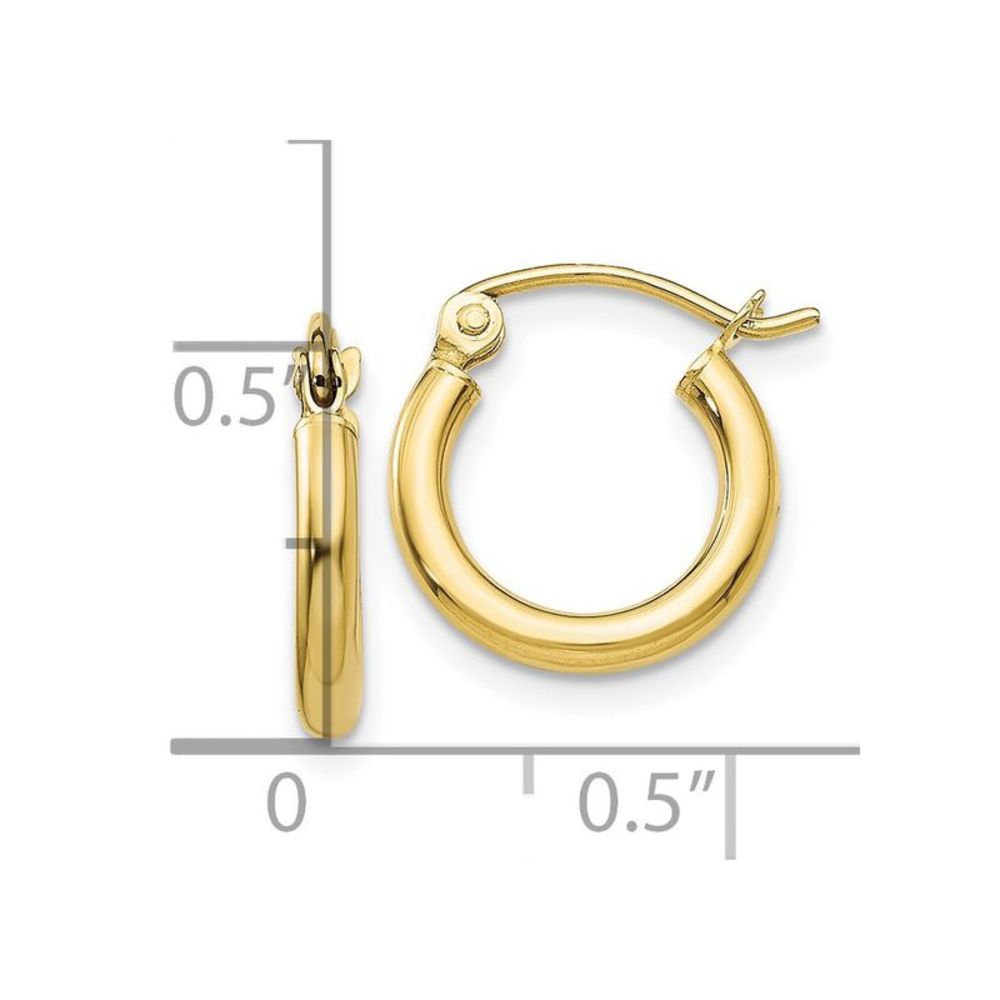 10K Yellow Gold 1/2 inch Classic Round Hoop Earrings for Women - Picture 3 of 5